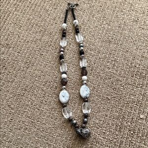 Elegant Beaded Necklace with Silver Accents